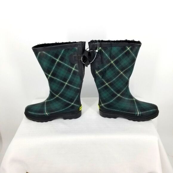 Western Chief "Coreen" Plaid Evergreen Tall Rubber Boots - Picture 7 of 11